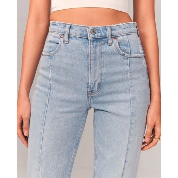 Abercrombie & Fitch 90s Ultra High Rise Straight Split Hem Jeans Womens 26/2 S - Picture 3 of 12